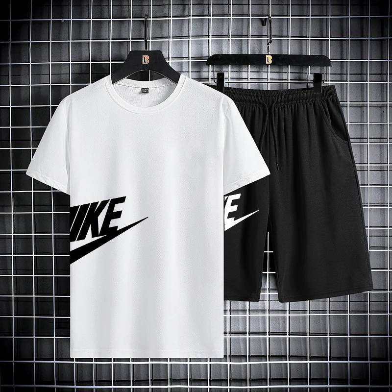 Men's summer short sleeved set, quick drying short sleeved T-shirt shorts, running sports set, two-piece set - Image 4