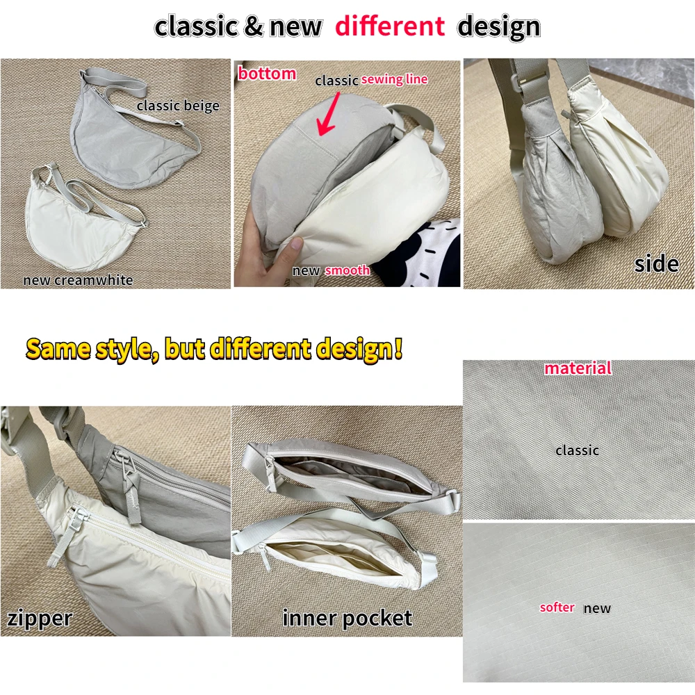 Solid Color Women's Portable Shoulder Bag Simple Female Nylon Cloth Padded Crossbody Bags Travel Purse Handbags Messenger Bag - Image 4