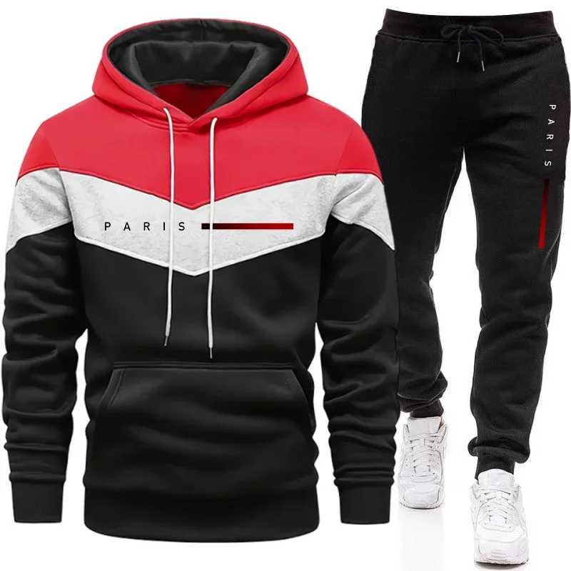 Paris Fashion Men's Hoodies Set Daily Casual Sports Hooded Sweatshirt and Jogger Pants Male Urban Trend Warm Pullover Tracksuit - Image 5