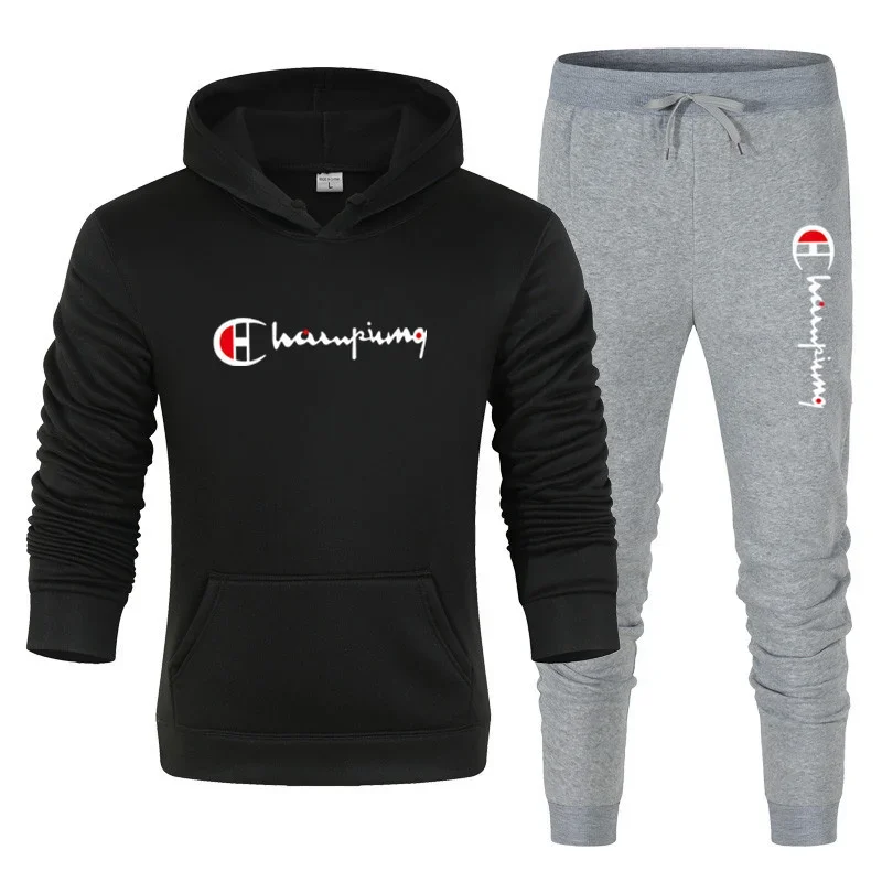 2025 Men's Tracksuit Hooded Sweatshirt+Sweatpants 2 Pcs Sets Sports Suit Casual Jogger Sportswear 2 Piece Male Streetwear Sets - Image 3