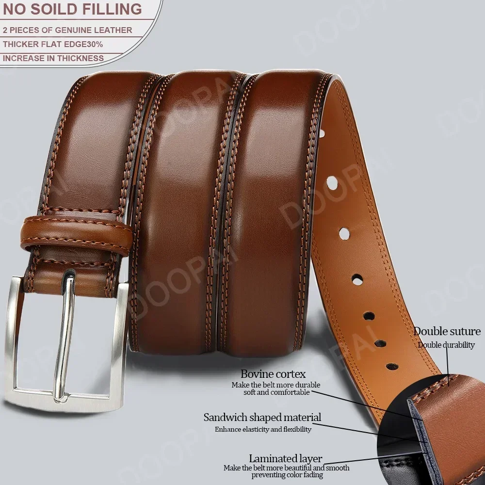 Men's Leather Belt Needle Buckle Belt Trendy New Casual Genuine Leather LONG Large Belts Cowhide Men's Belt Plus Size Men Belts - Image 2