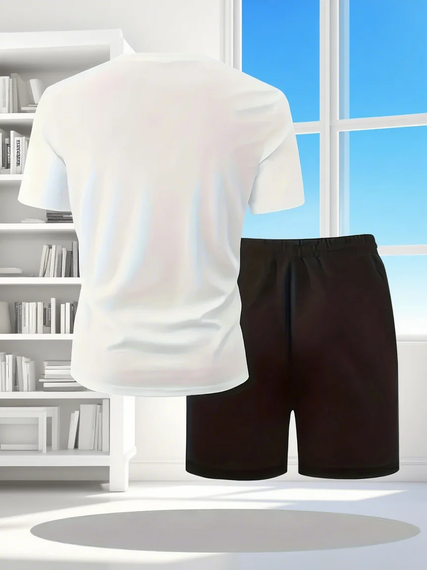 Summer Men's Printed Short-Sleeved Shorts - Casual Sports Set - Outdoor, Urban and Street Fashion Suit - Image 5