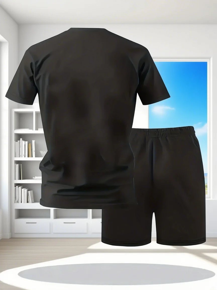 Summer Men's Printed Short-Sleeved Shorts - Casual Sports Set - Outdoor, Urban and Street Fashion Suit - Image 4