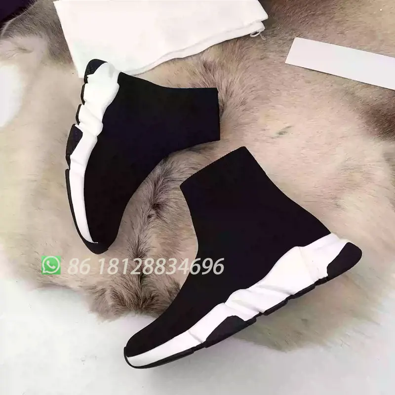 Hot Casual Black High Top Fashion Women Sock Shoe Sneaker Stretch Designer Men Breathable Couple Unisex - Image 2