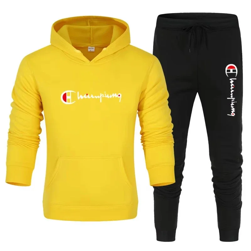 2025 Men's Tracksuit Hooded Sweatshirt+Sweatpants 2 Pcs Sets Sports Suit Casual Jogger Sportswear 2 Piece Male Streetwear Sets - Image 4
