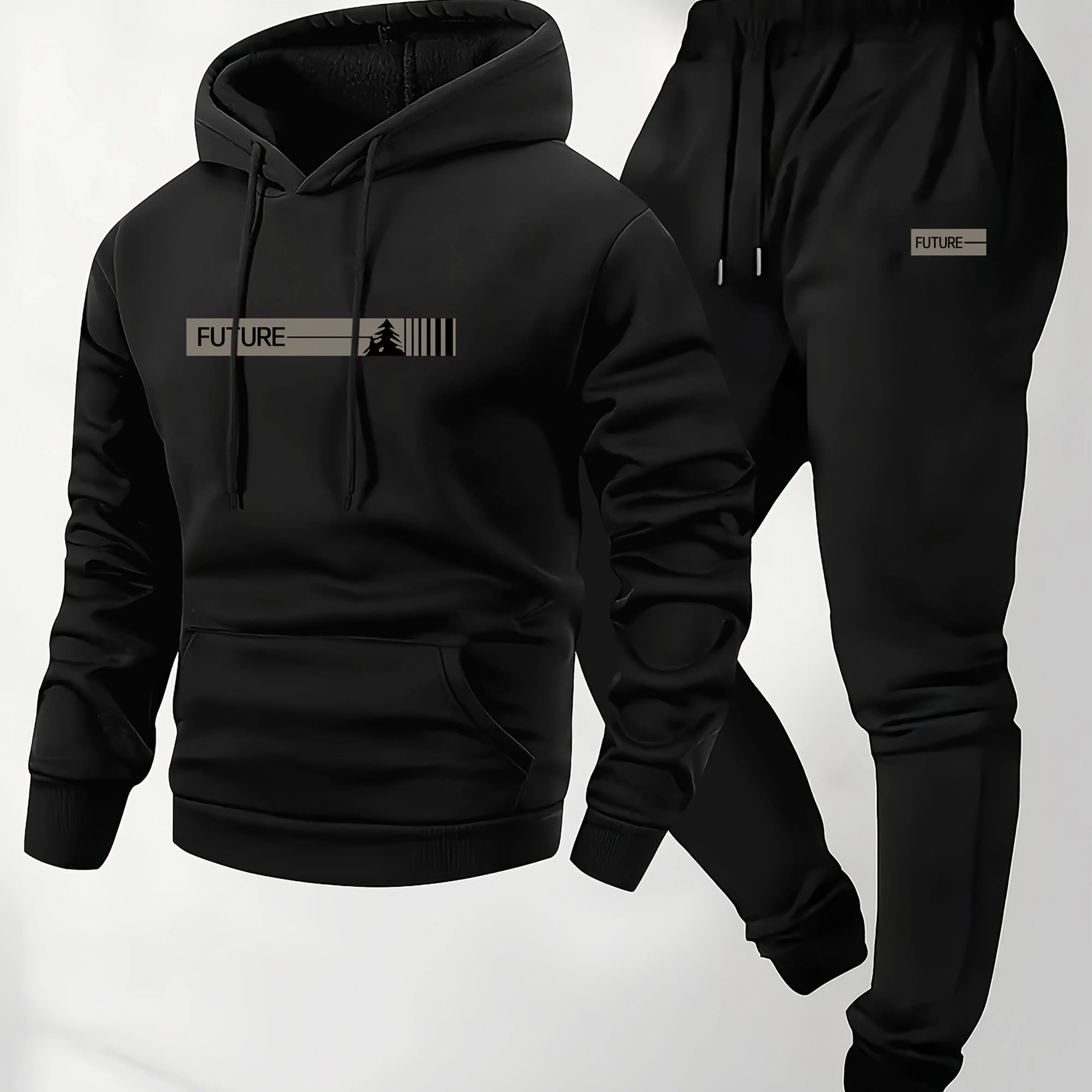 The 2026 new men's two-piece casual long-sleeved hooded sports shirt and sports pants set is suitable for wearing in autumn - Image 2