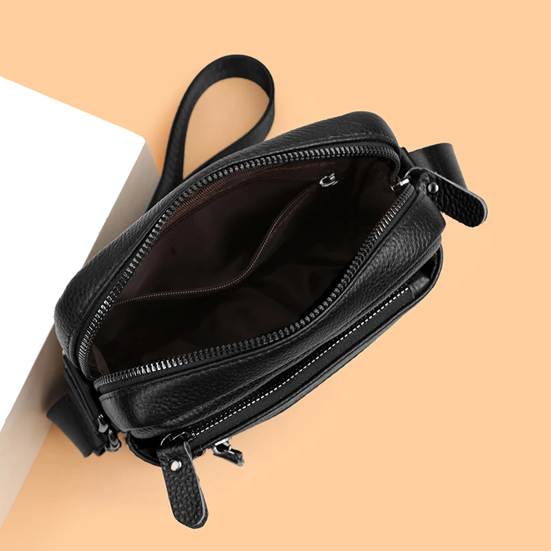 Men's Luxury Designer Genuine Leather Bag Simple Business Casual Shoulder Bag Multiple Pockets Small Crossbody Bags for Men - Image 6